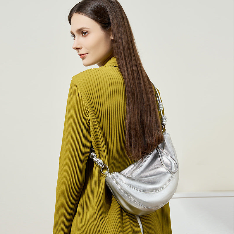 LIVIA – Sheepskin Croissant Crossbody Bag