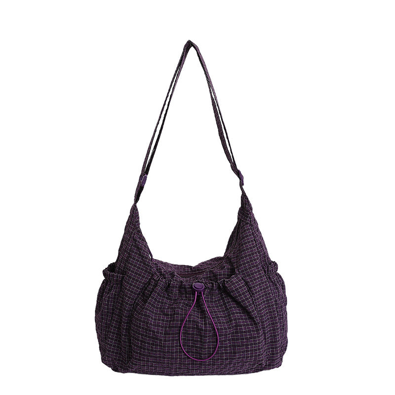 LIVIA – Plaid Drawstring Shoulder Bag