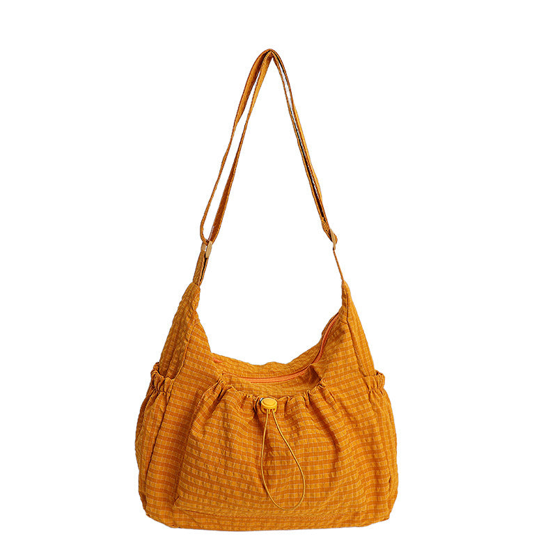 LIVIA – Plaid Drawstring Shoulder Bag