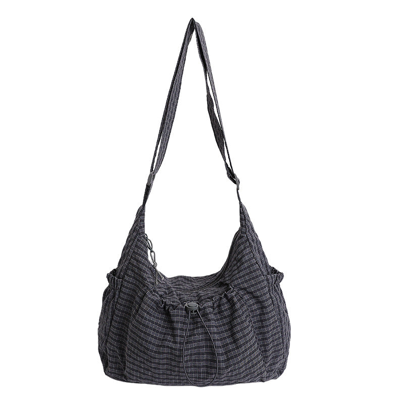 LIVIA – Plaid Drawstring Shoulder Bag