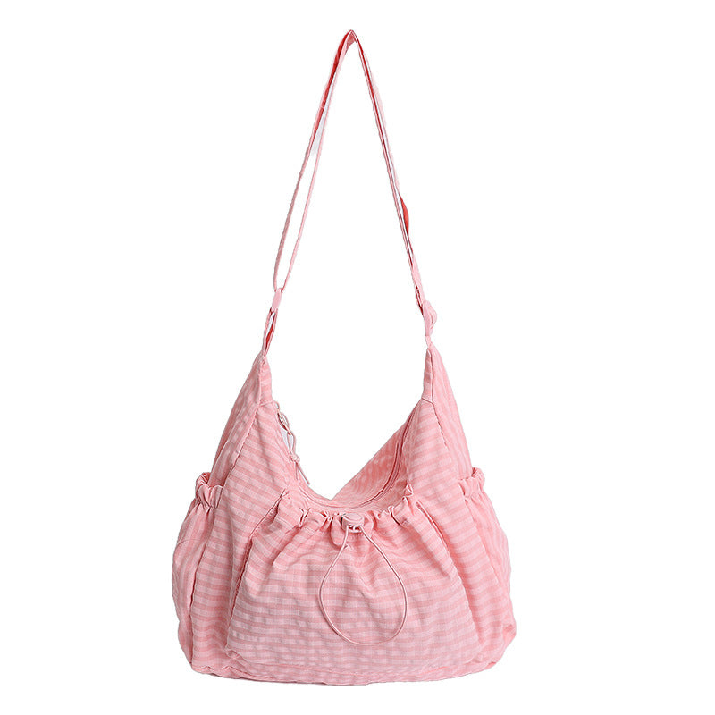 LIVIA – Plaid Drawstring Shoulder Bag